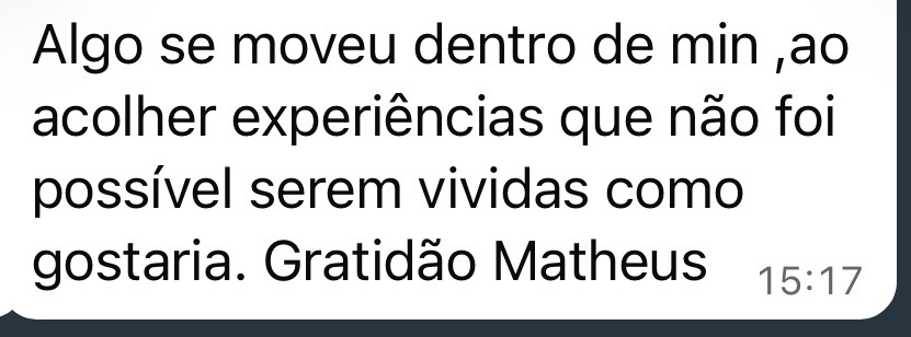 Depoimento de agradecimento de participante