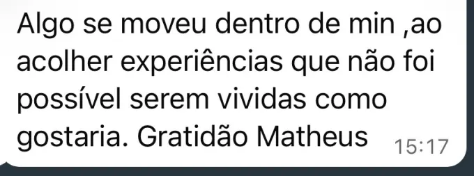 Depoimento de agradecimento de participante